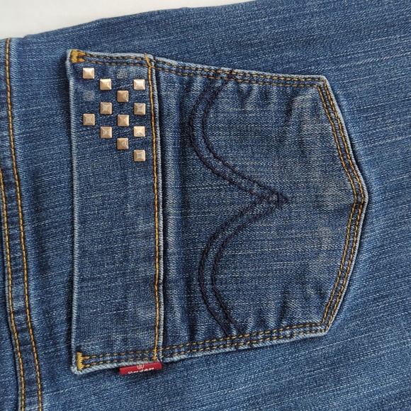 Levi's Perfectly Slimming 512 Studded Straight Jeans 8M Blue - Picture 12 of 16